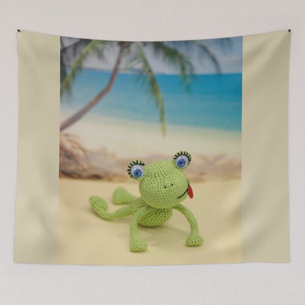 Item preview, Portrait of cute green toy frog  designed and sold by olena2552.