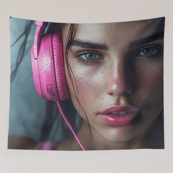 Item preview, Girl with headphones enjoying music designed and sold by anytka.
