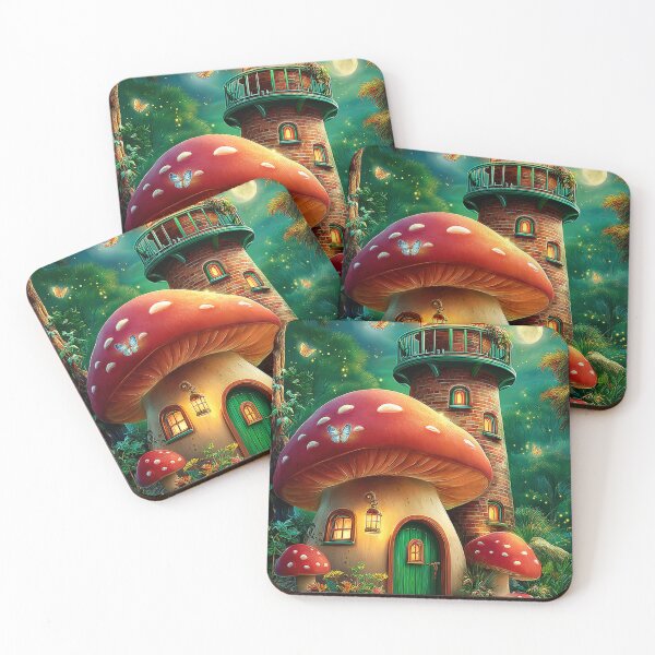 Item preview, Mushroom Cottage Beneath the Firefly Sky designed and sold by MyMagicalPlace.