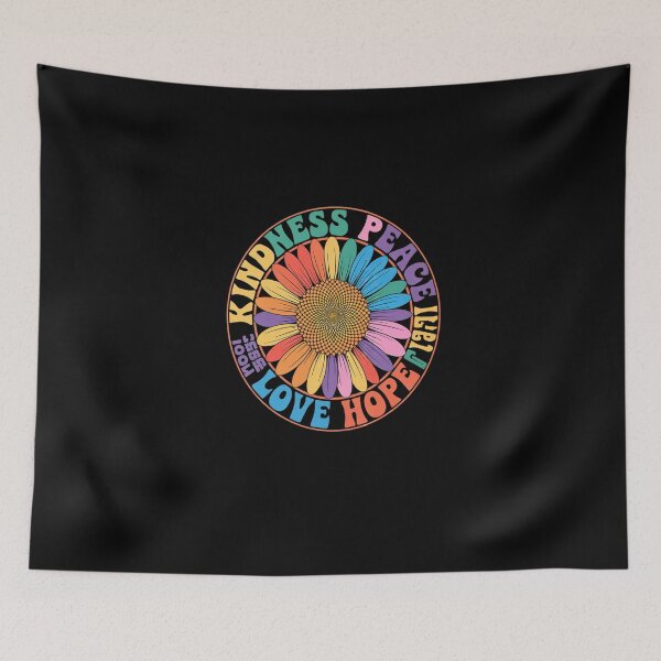 Item preview, Kindness Peace Equality Love Hope Diversity Human Rights Black Floral Sunflower Pattern  designed and sold by SyntaxClaw.