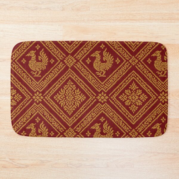 Item preview, Luxury Thai Garuda Diamond Pattern – Red & Gold Traditional Seamless Textile Desig designed and sold by Sksticker991.