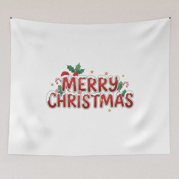 Item preview, Glittery Merry Christmas Text | Festive Holiday Sparkle & Holly designed and sold by SlomianyPisarz.