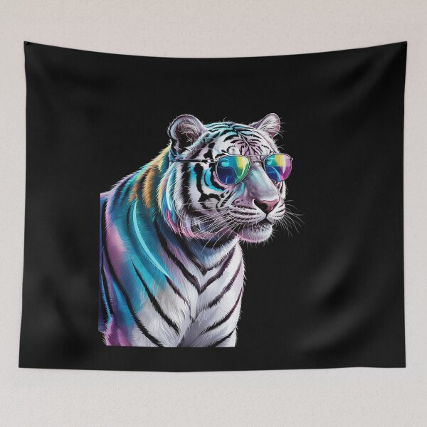 Item preview, White Tiger Sunglasses Colourful Art Animal Tiger designed and sold by FadeOfThrone.