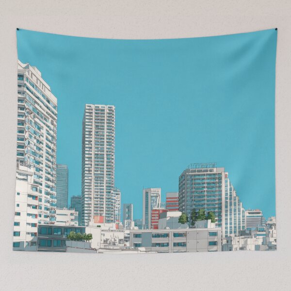 Item preview, City skyline under clear blue sky designed and sold by anytka.