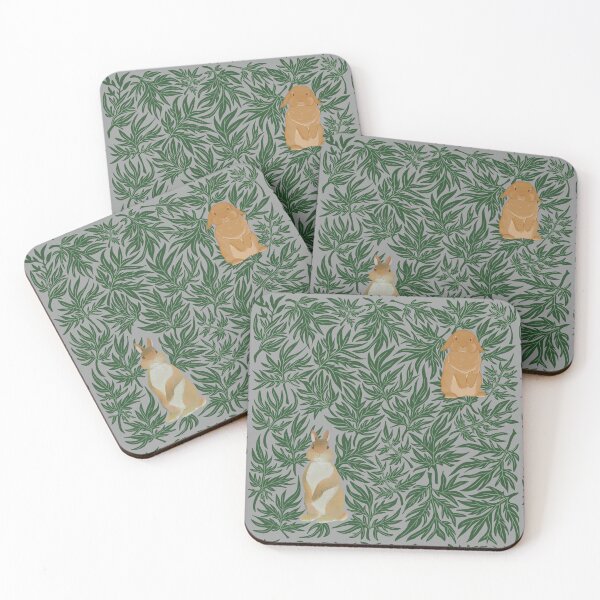 Item preview, Kawaii Bunnies in mugwort pattern inspired by William Morris designed and sold by tayaan.