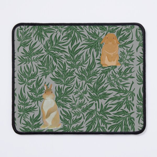 Item preview, Kawaii Bunnies in mugwort pattern inspired by William Morris designed and sold by tayaan.