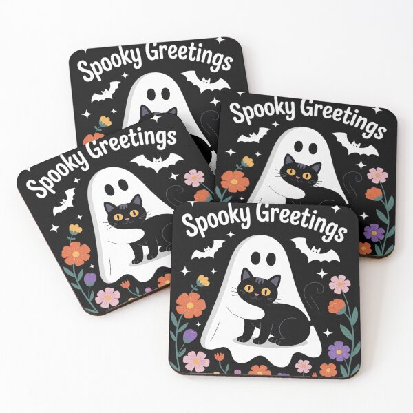 Item preview, Groovy Floral Halloween Spooky Ghost Holding Black Cat Goth  designed and sold by MyzoToyota.