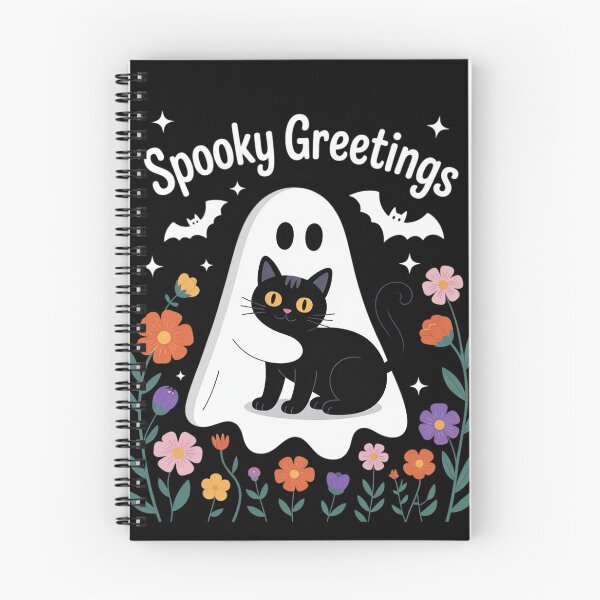 Item preview, Groovy Floral Halloween Spooky Ghost Holding Black Cat Goth  designed and sold by MyzoToyota.