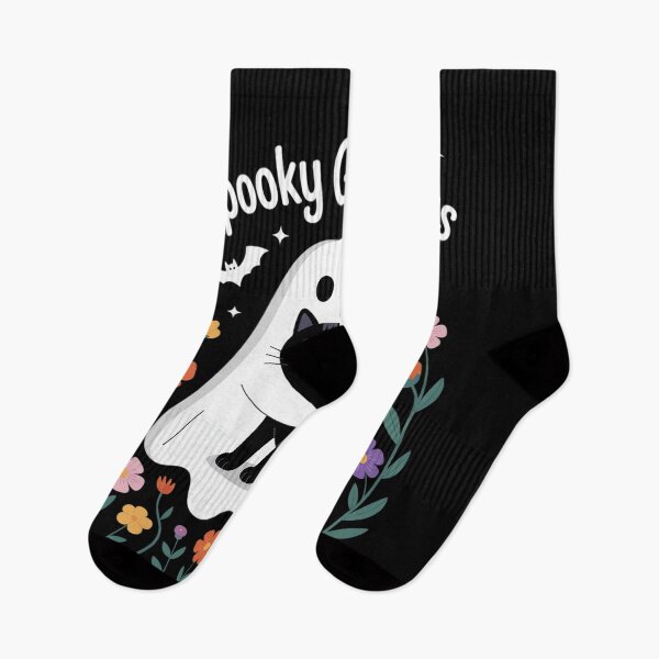 Item preview, Groovy Floral Halloween Spooky Ghost Holding Black Cat Goth  designed and sold by MyzoToyota.