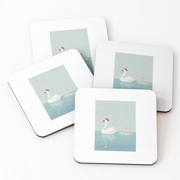 Item preview, Cisne minimalista en tonos pastel tirando regalos sobre el agua designed and sold by mayatA-rt.
