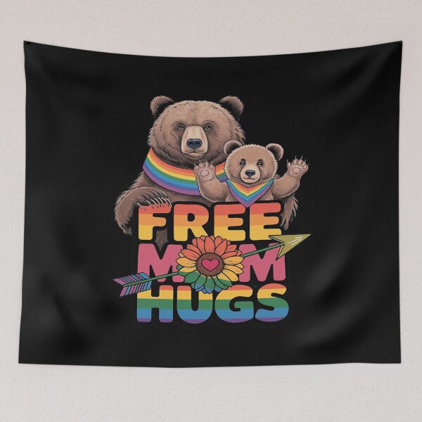Item preview, LGBTQ Pride Mama Bear Free Mom Hugs LGBT Proud Rainbow Ally  designed and sold by AquaKiev.