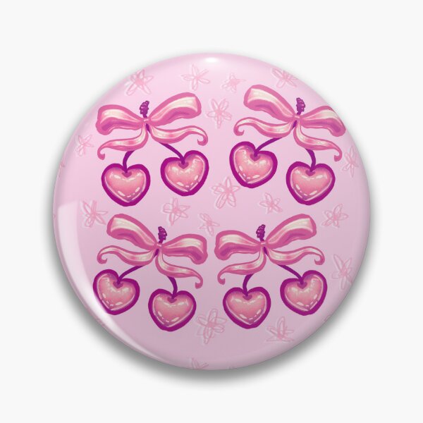 Item preview, Pattern Preppy Vintage Coquette Pastel Pink Cherry Bow  designed and sold by BluwTuwip.