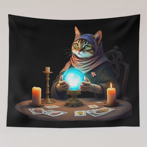 Item preview, cat art Fortune Telling Cat Art designed and sold by Uglyandcute.