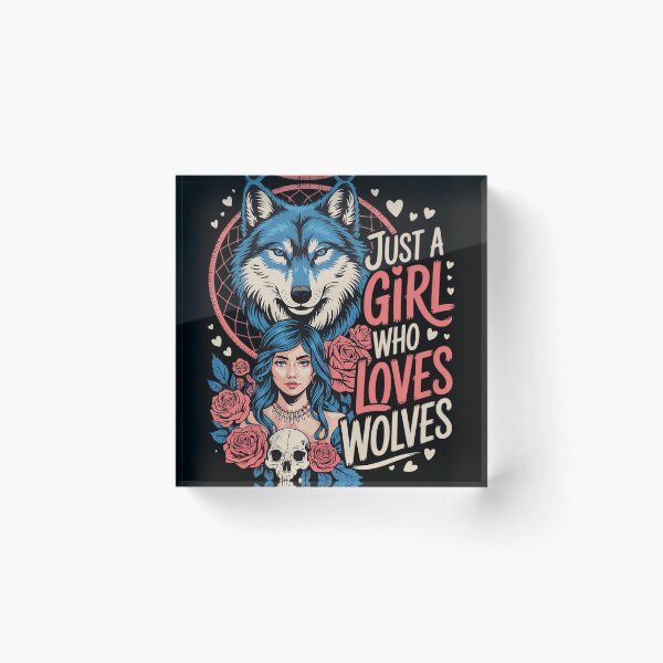 Item preview, Just A Girl Who Loves Wolves Floral Skull Wolf Headdress  designed and sold by MyzoToyota.