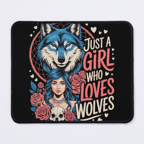 Item preview, Just A Girl Who Loves Wolves Floral Skull Wolf Headdress designed and sold by MyzoToyota.