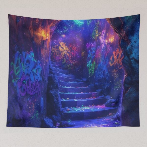 Item preview, Neon graffiti in a magical cave designed and sold by Mianku | Für das Leben.
