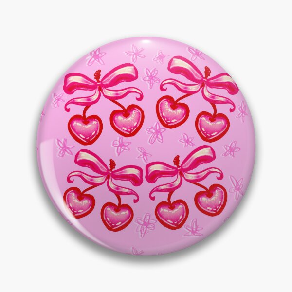Item preview, Pattern Preppy Vintage Coquette Pink Cherry Bow  designed and sold by BluwTuwip.