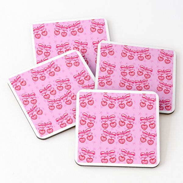 Item preview, Pattern Preppy Vintage Coquette Pink Cherry Bow  designed and sold by BluwTuwip.