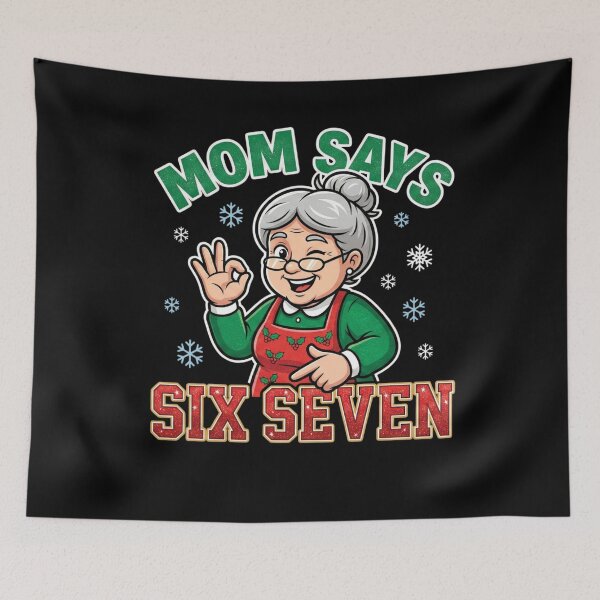 Item preview, Mom Says Six Seven Mrs Claus Hand Signs Christmas Birthday Humor designed and sold by FreshVibe Prints.