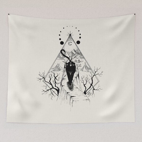 Item preview, Hand Drawn Mystical Cat Portal with Sacred Geometry designed and sold by NNAANN.