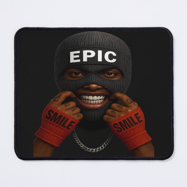 Item preview, EPIC Balaclava Smile — Streetwear Masked Portrait with SMILE Gloves | Urban Graphic Tee designed and sold by Raslanity.