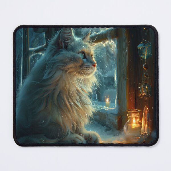 Item preview, White Mystical Cat – Winter Candlelight designed and sold by Erika Kaisersot.