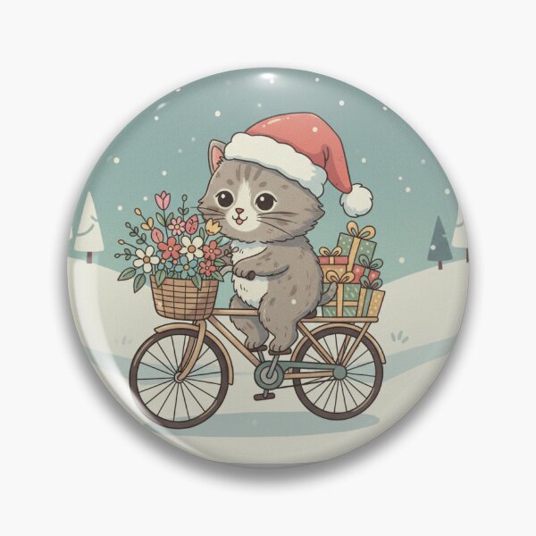 Item preview, Cute cat riding a bicycle with flowers and gifts  designed and sold by mayatA-rt.