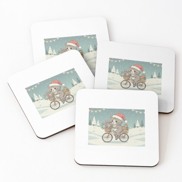 Item preview, Cute cat riding a bicycle with flowers and gifts  designed and sold by mayatA-rt.