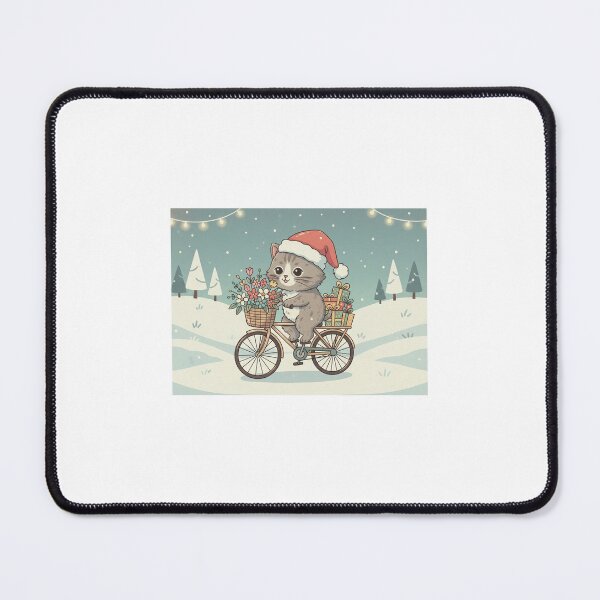 Item preview, Cute cat riding a bicycle with flowers and gifts  designed and sold by mayatA-rt.