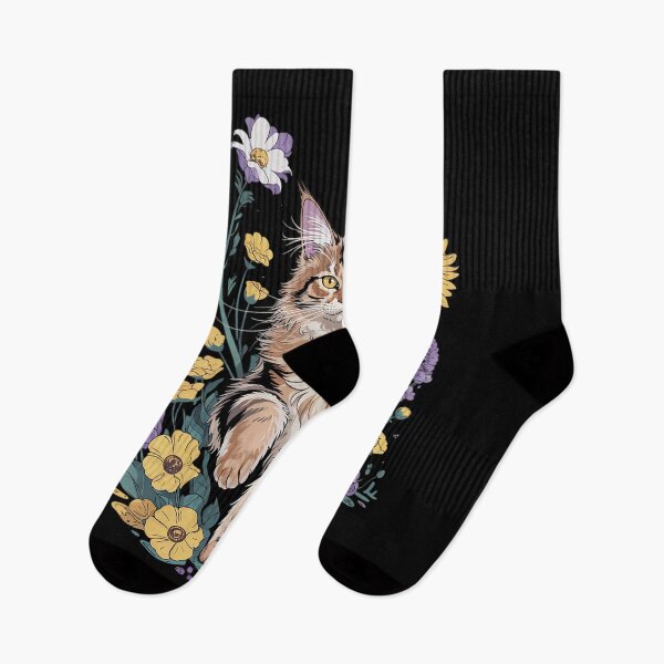 Item preview, Rustic Maine Coon Cat with Sunflowers Floral Feline  designed and sold by KotexTemu.