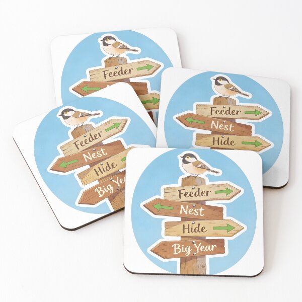 Item preview, Bird Watching Sticker- Whimsical Wooden Signpost for Birders designed and sold by NatureNookTees.