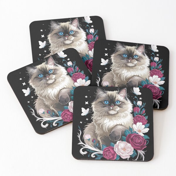 Item preview, Siamese cat with flowers, vintage look, floral Siam Cat  designed and sold by KotexTemu.