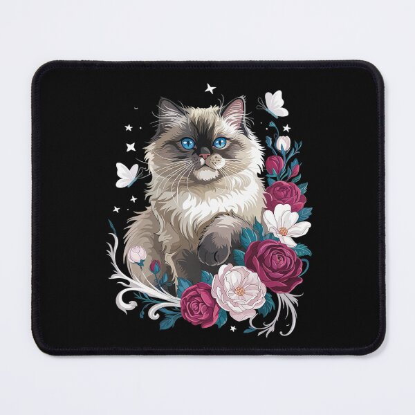 Item preview, Siamese cat with flowers, vintage look, floral Siam Cat  designed and sold by KotexTemu.
