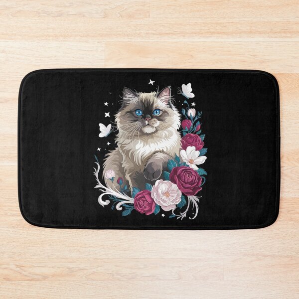 Item preview, Siamese cat with flowers, vintage look, floral Siam Cat  designed and sold by KotexTemu.