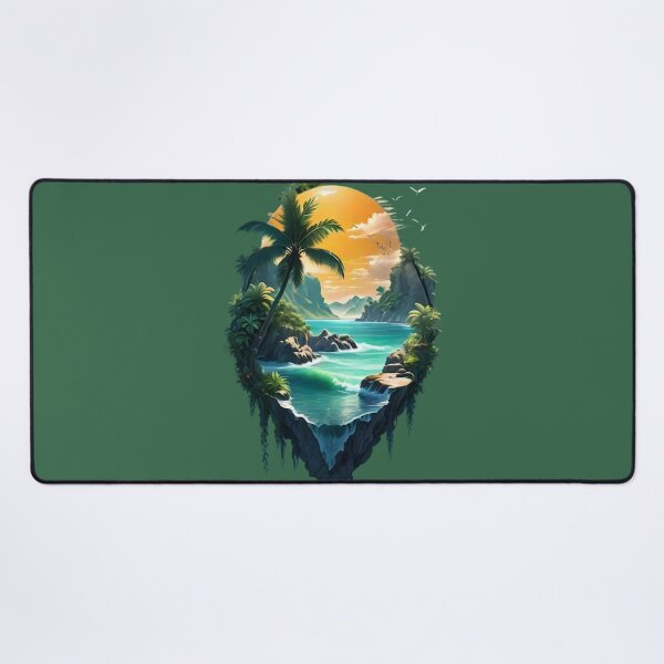 Item preview, Floating Tropical Island Sunset Fantasy Art designed and sold by Kruti Collection.