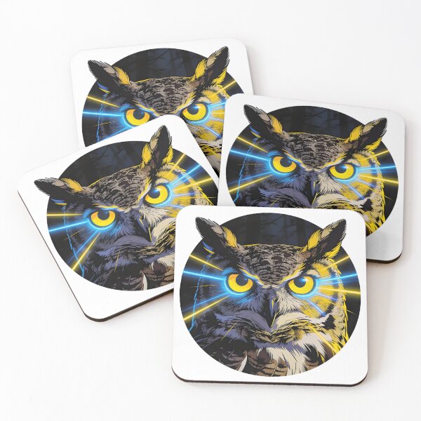 Item preview, Mesmerizing Great Horned Owl Eyes with Neon Glow - Pop Art Nature Print designed and sold by NatureNookTees.