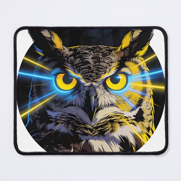 Item preview, Mesmerizing Great Horned Owl Eyes with Neon Glow - Pop Art Nature Print designed and sold by NatureNookTees.