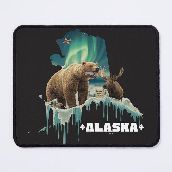 Item preview, Alaska The Last Frontier Grizzly Bear Moose Northern Lights Wildlife Art designed and sold by TitanRN.