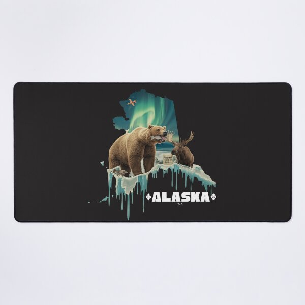Item preview, Alaska The Last Frontier Grizzly Bear Moose Northern Lights Wildlife Art designed and sold by TitanRN.