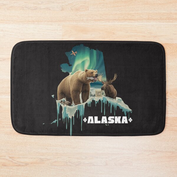 Item preview, Alaska The Last Frontier Grizzly Bear Moose Northern Lights Wildlife Art designed and sold by TitanRN.