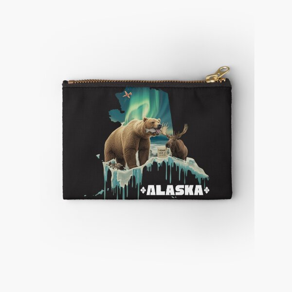 Item preview, Alaska The Last Frontier Grizzly Bear Moose Northern Lights Wildlife Art designed and sold by TitanRN.