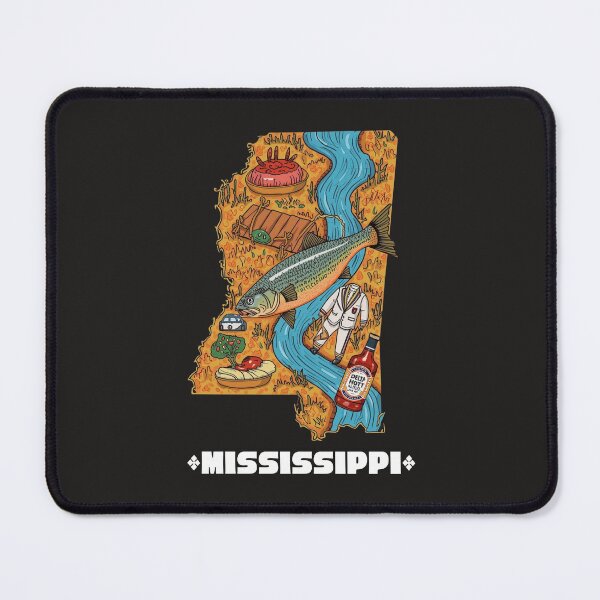 Item preview, Mississippi Pride Illustrated Map - Catfish, Hot Tamales, Elvis & Delta Icons Art Print designed and sold by TitanRN.