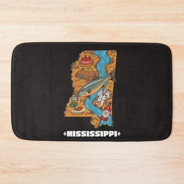 Item preview, Mississippi Pride Illustrated Map - Catfish, Hot Tamales, Elvis & Delta Icons Art Print designed and sold by TitanRN.