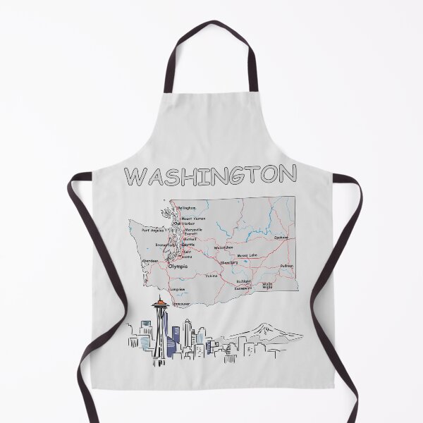 Item preview, Washington State Map & Skyline: Space Needle, Olympia & Major Cities designed and sold by mashmosh.