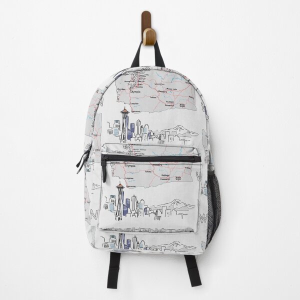 Item preview, Washington State Map & Skyline: Space Needle, Olympia & Major Cities designed and sold by mashmosh.