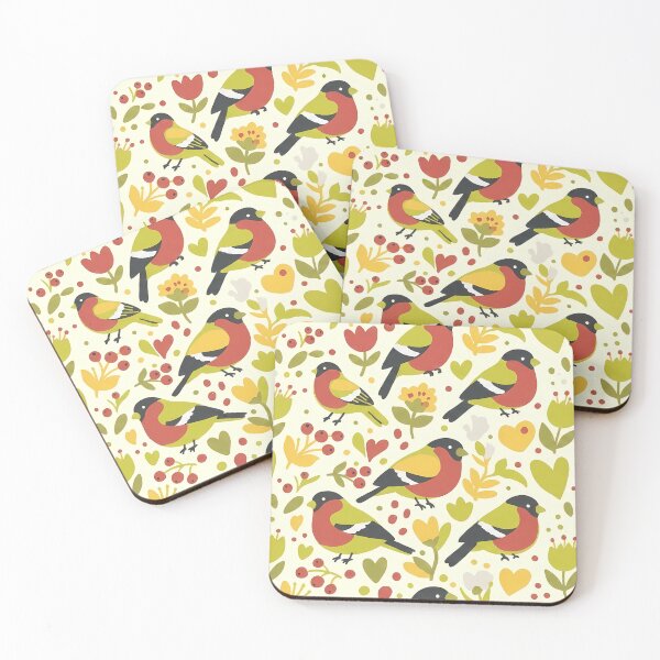 Item preview, Bullfinch berry garden pattern – Scandinavian Folk Art by heidiannemorris © designed and sold by FOLK ART FUSION by heidiannemorris.