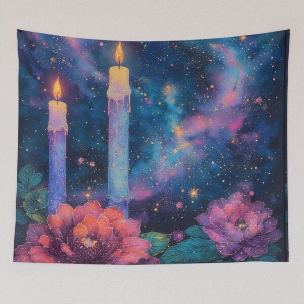 Item preview, Candlelight in a starry sky with flowers designed and sold by Mianku | Für das Leben.