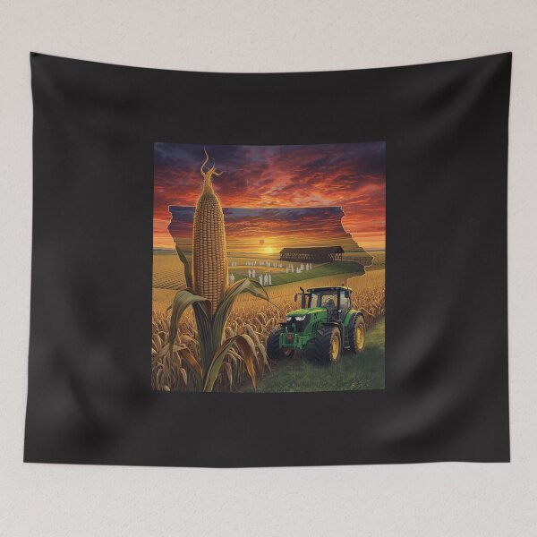 Item preview, Iowa Pride Farm Sunset - Corn Fields, Tractor & Covered Bridge Silhouette designed and sold by TitanRN.
