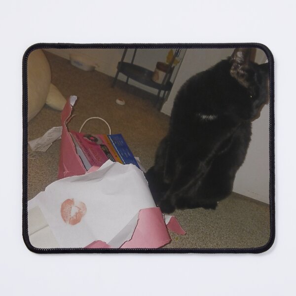 Item preview, Cover girl kitty (black cat posing with a lipstick print) designed and sold by Mycaur2319.