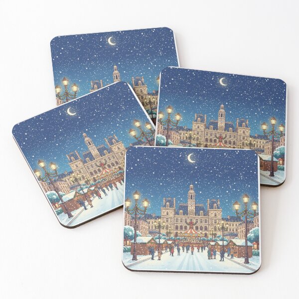 Item preview, Christmas - Paris at Christmas poster City Hall designed and sold by PYXOO.